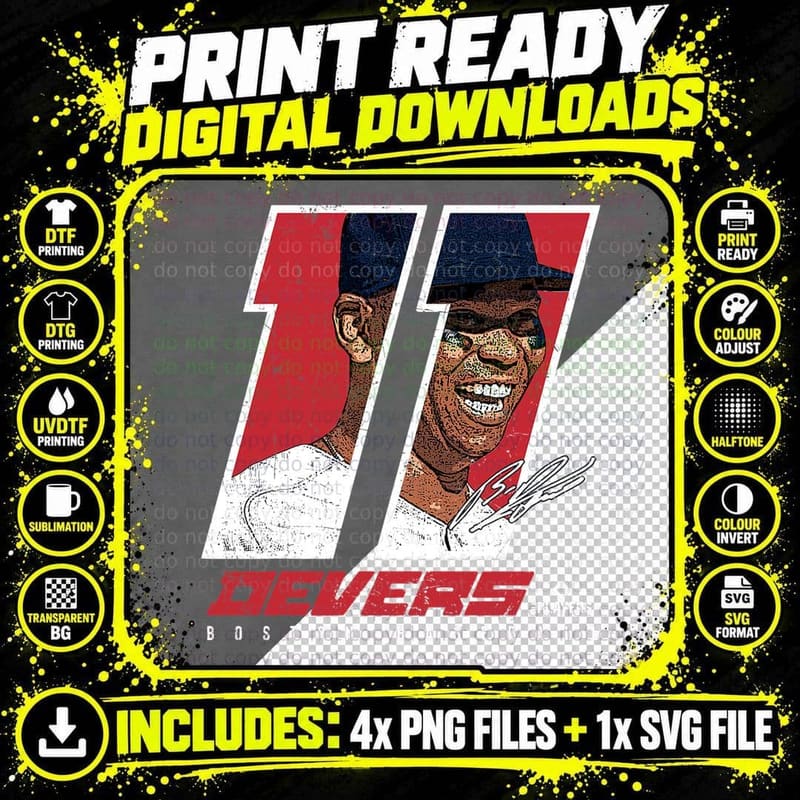 Rafael Devers Silhouette Carita Boston MLBPA T-Shirt Png SVG Digital Bundle
