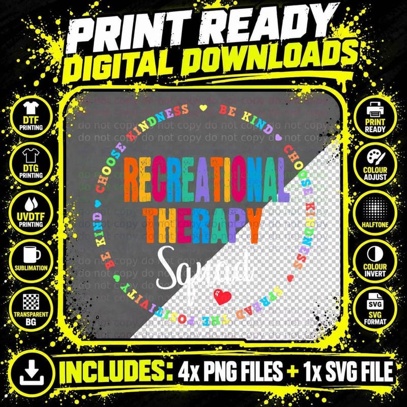 Recreational Therapy Squad Therapist Recreation Png SVG Digital Bundle