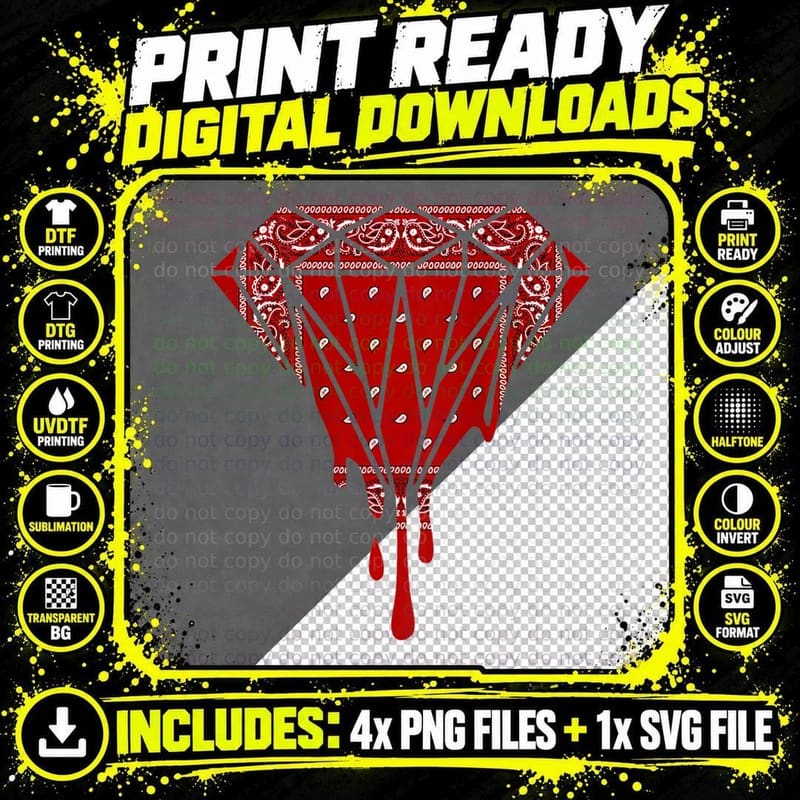 Red Bandana Dripping Gangster Street Wear Gangsta Og - Png SVG Digital Bundle