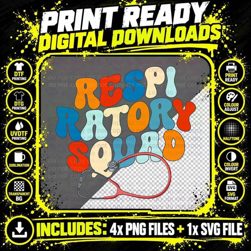 Respiratory Therapist Graphic - Respiratory Squad T-Shirt Png SVG Digital Bundle