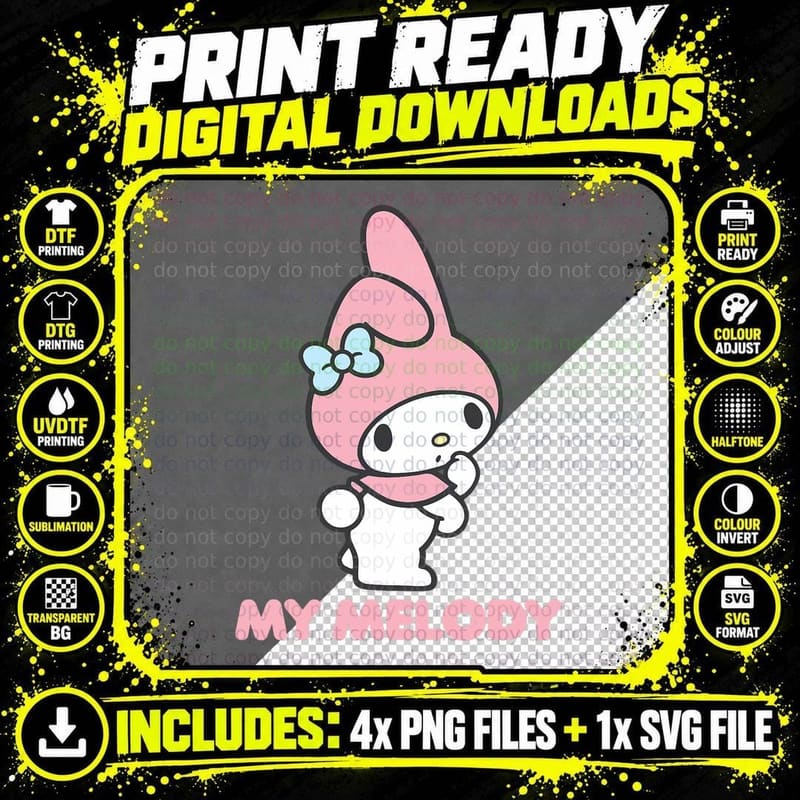 Sanrio My Melody Logo T-Shirt Png SVG Digital Bundle