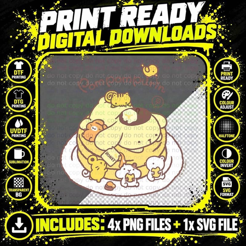 Sanrio Pompompurin Pudding Pancakes T-Shirt Png SVG Digital Bundle
