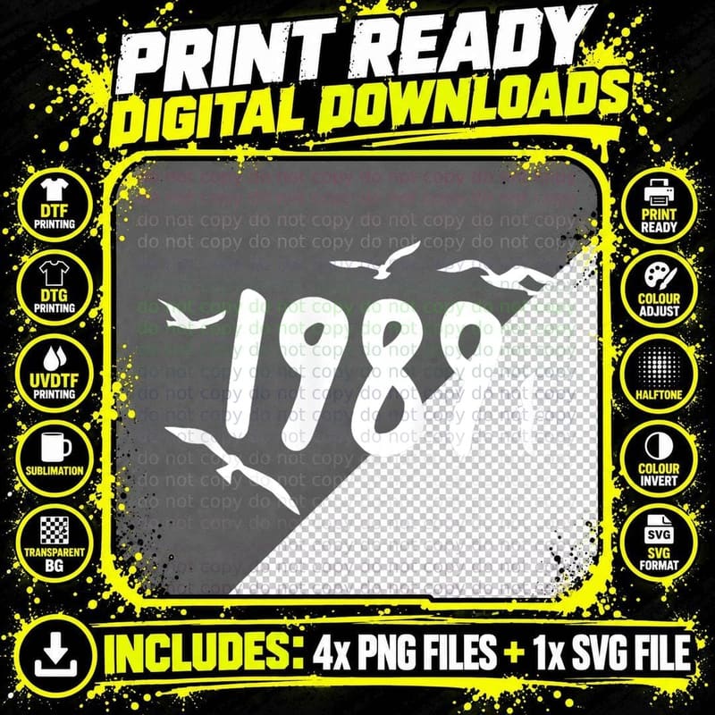 Seagull in the Sky 1989 T-Shirt Png SVG Digital Bundle