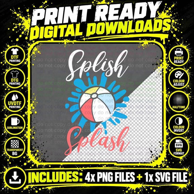 Splish Splash Inflatable Sphere Squad Water Ball T-Shirt Png SVG Digital Bundle