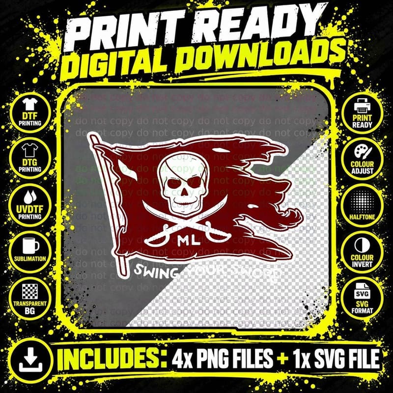 Swing Your Sword Pirate Flag Mississippi Helmet Tribute Png SVG Digital Bundle