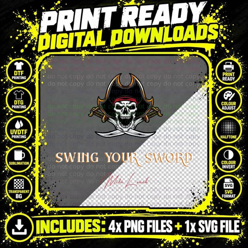 Swing Your Sword the Pirate Colleg with Signature T-Shirt Png SVG Digital Bundle