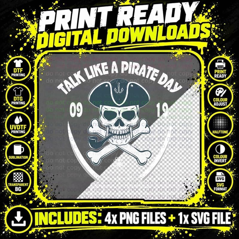 TALK LIKE a Pirate DAY Shirt Pirates Crossbones Tshirt Png SVG Digital Bundle