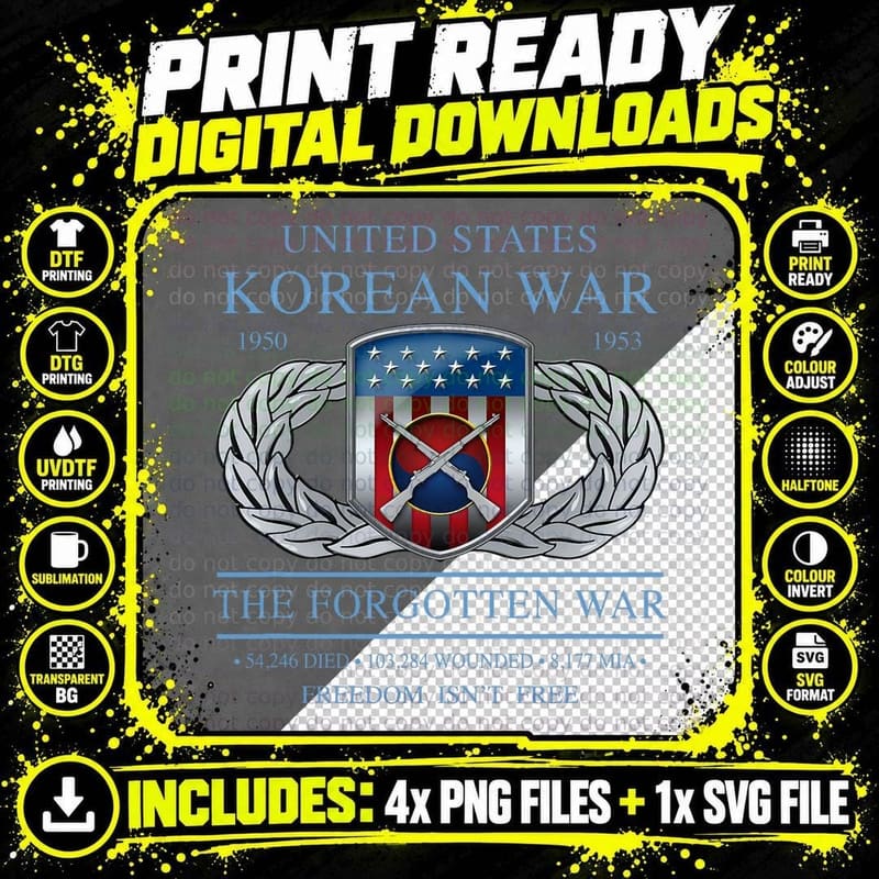 The Forgotten War Korean War T-Shirt Png SVG Digital Bundle