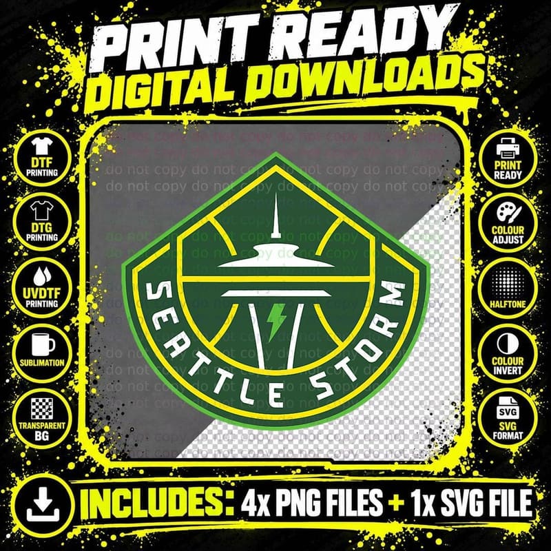 WNBA Seattle Storm Fan Base T-Shirt Png SVG Digital Bundle
