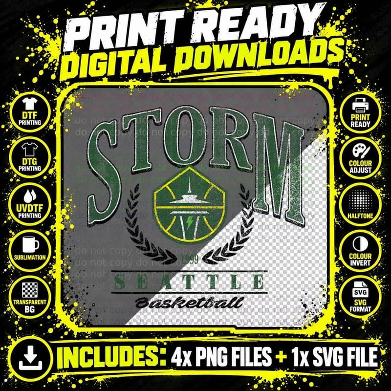 WNBA Seattle Storm Top Class Out of Bounds T-Shirt Png SVG Digital Bundle