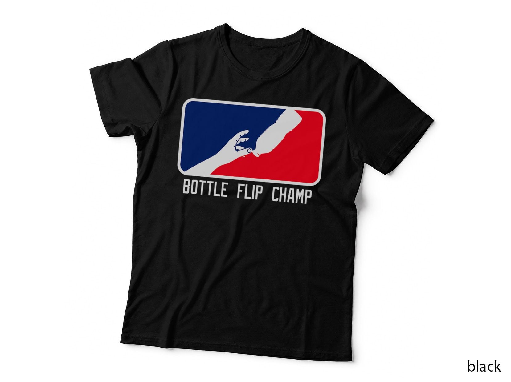 Water Bottle Flipping Champion - White Text T-Shirt