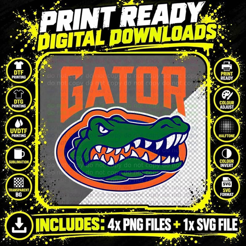 We Won't Back Down Blue and Orange Gator Men Women Png SVG Digital Bundle