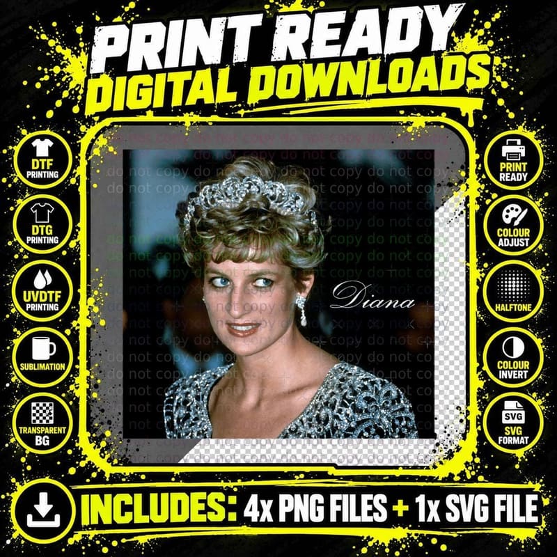 Beautiful! HRH Princess Diana India T-Shirt Png SVG Digital Bundle