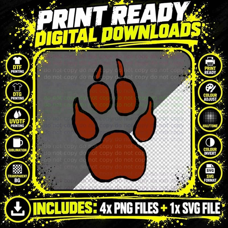 Coyote Paw Print T-Shirt Png SVG Digital Bundle