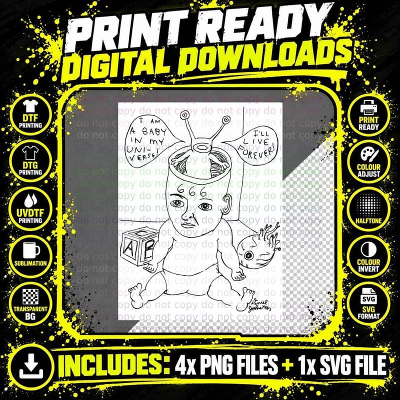 Daniel Johnston Drawing T-Shirt Png SVG Digital Bundle
