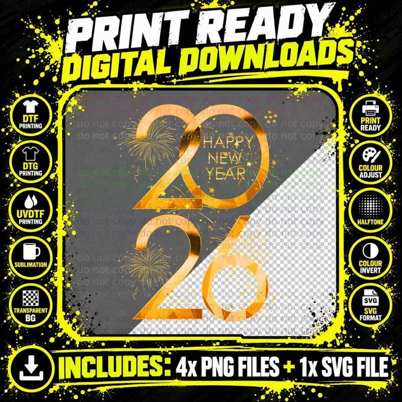 Happy New Year 2026 New Year's Eve Party Matching Family Png SVG Digital Bundle
