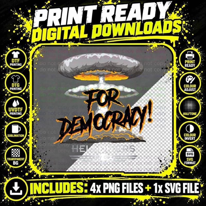 Helldivers - for Democracy T-Shirt Png SVG Digital Bundle