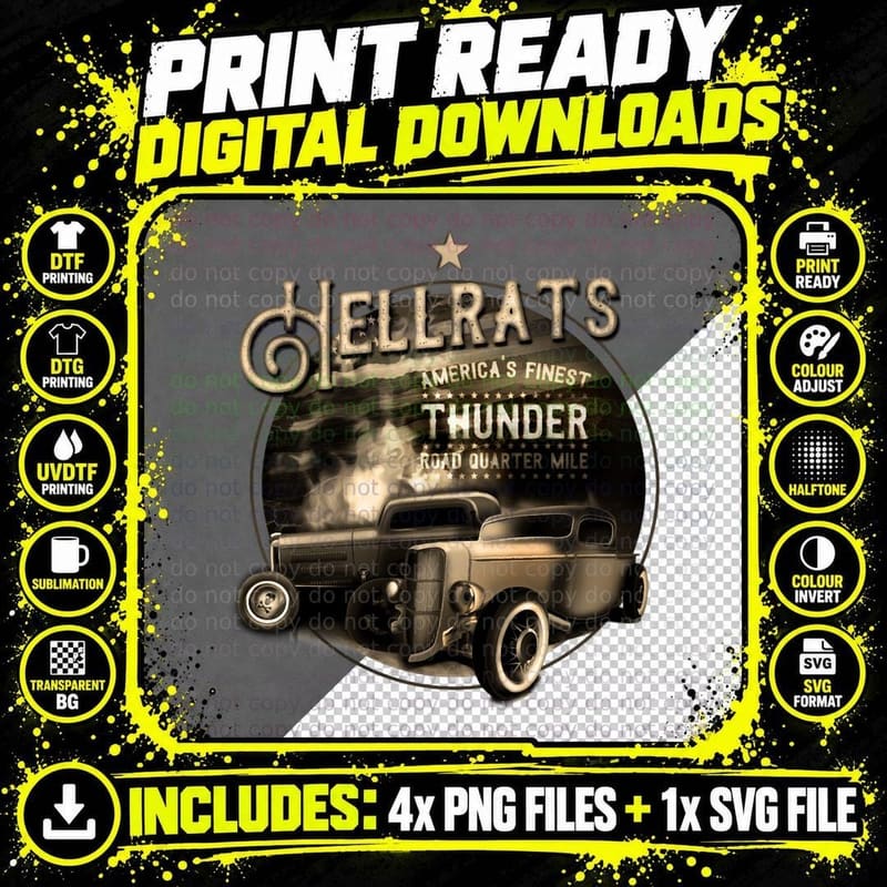Hellrats Rat Rod Thunder Road T-Shirt Png SVG Digital Bundle