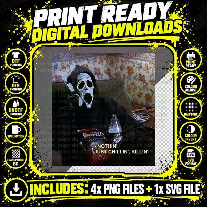 Just Chillin', Killin' T-Shirt Png SVG Digital Bundle