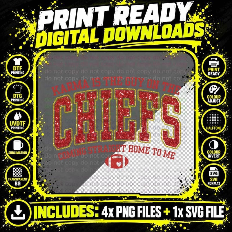 Karma Is the Guy on the Chiefs Travis Kelce Taylor 1 Png SVG Digital Bundle