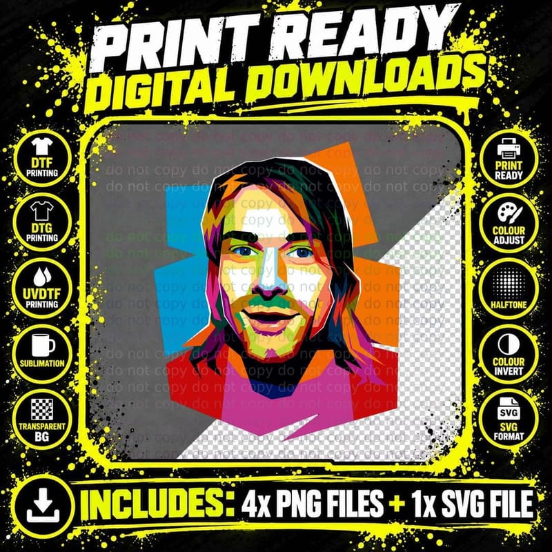 Kurt Cobain (Nirvana) T-Shirt Png SVG Digital Bundle