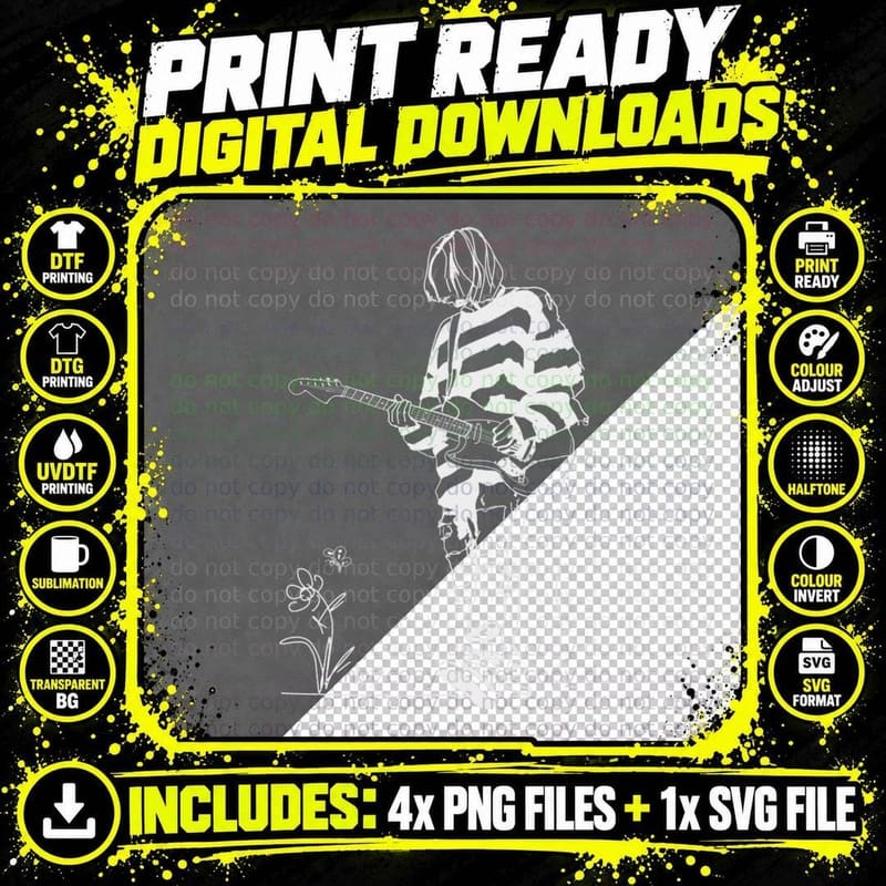 Kurt Cobain Essential T-Shirt Png SVG Digital Bundle