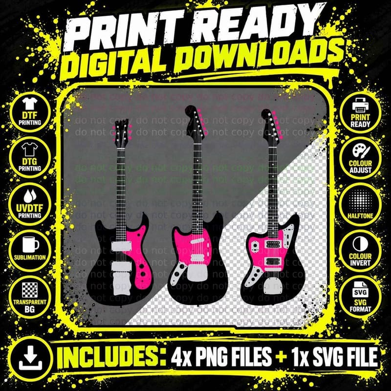 Kurt Cobain Guitars! Essential T-Shirt Png SVG Digital Bundle