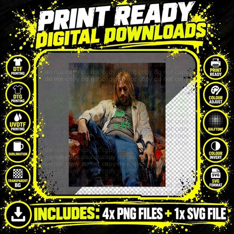 Kurt Cobain's Last Moment for the Cosmo to Convert Its Png SVG Digital Bundle
