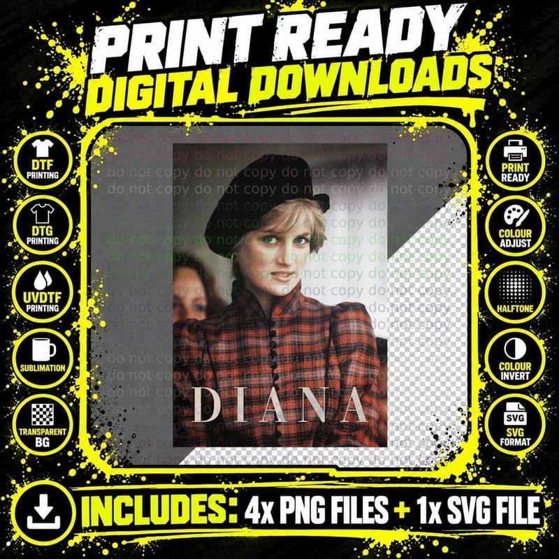 Lady Di Princess Diana of Wales Design T-Shirt Png SVG Digital Bundle