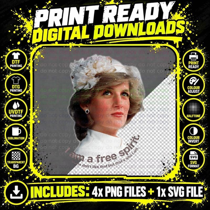 Lady Diana - Queen of Hearts T-Shirt Png SVG Digital Bundle