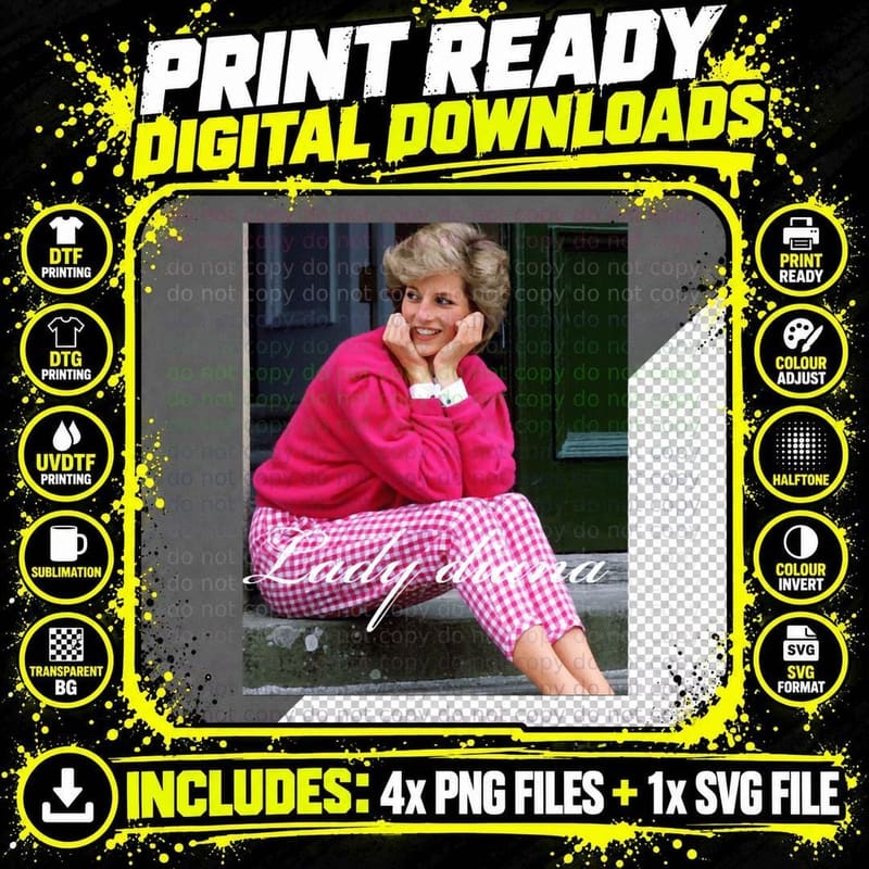 Lady Diana Princess T-Shirt Png SVG Digital Bundle