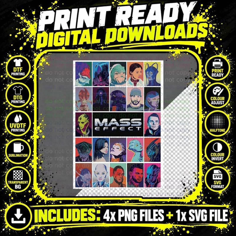 Mass Effect Squad Pop T-Shirt Png SVG Digital Bundle
