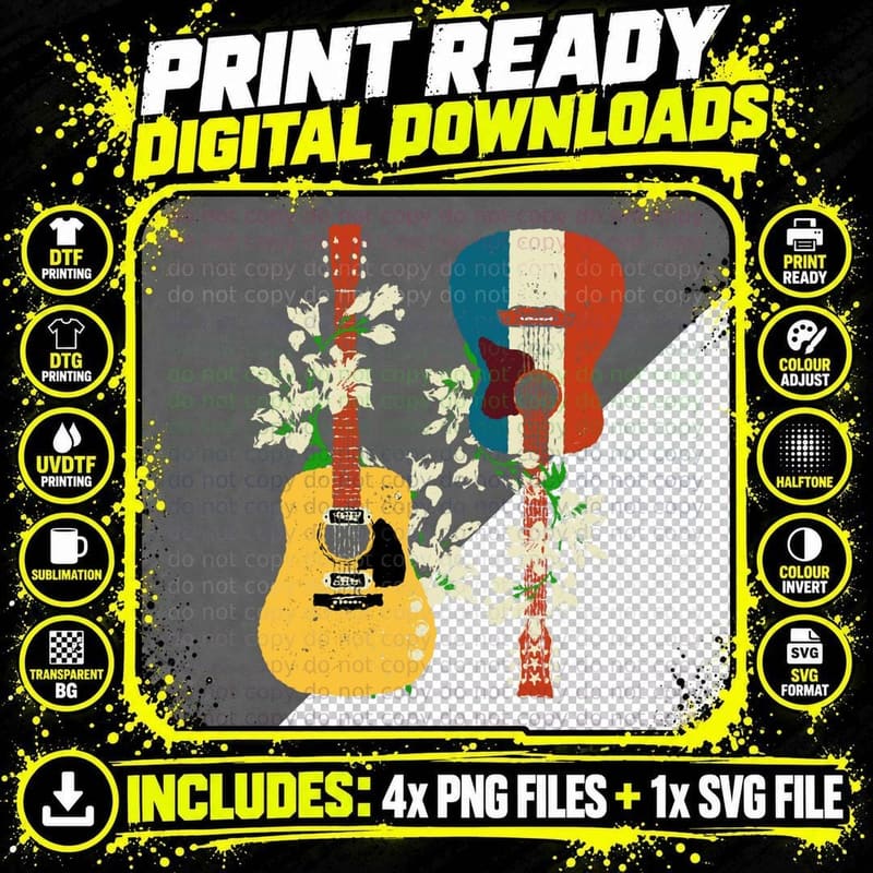 Nirvana Unplugged Acoustic Guitars T-Shirt Png SVG Digital Bundle