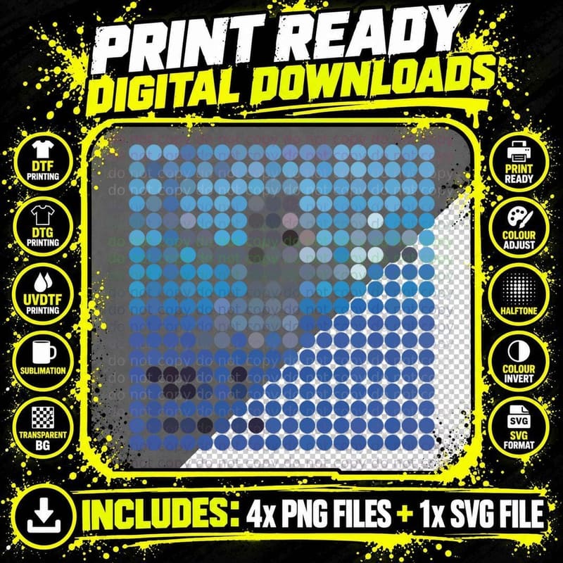 Nirvarna, Nevermind, Benday DOTS, KURT Cobain T-Shirt Png SVG Digital Bundle