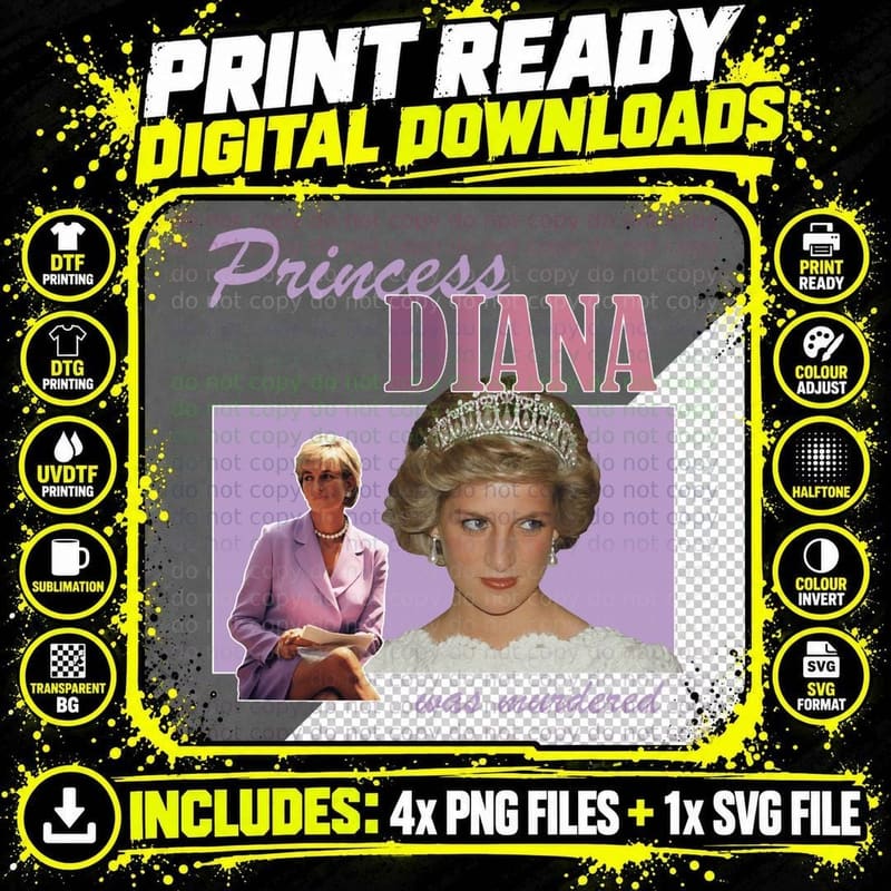Princess Diana Was Murdered T-Shirt Png SVG Digital Bundle
