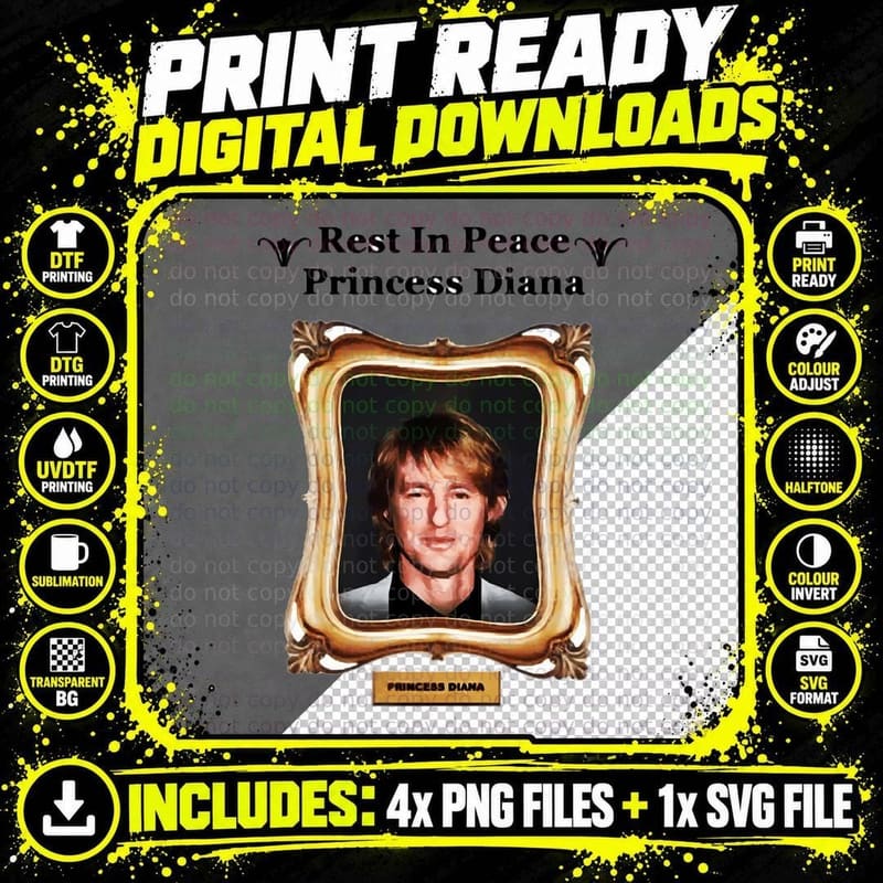 RIP Princess Diana Owen Wilson T T T-Shirt Png SVG Digital Bundle