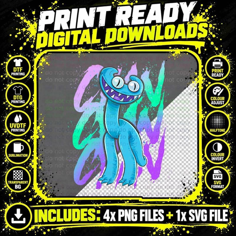 Rainbow Friends Cyan T-Shirt Png SVG Digital Bundle