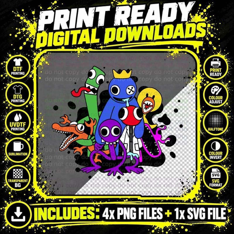 Rainbow Friends Hug It Out T-Shirt Png SVG Digital Bundle
