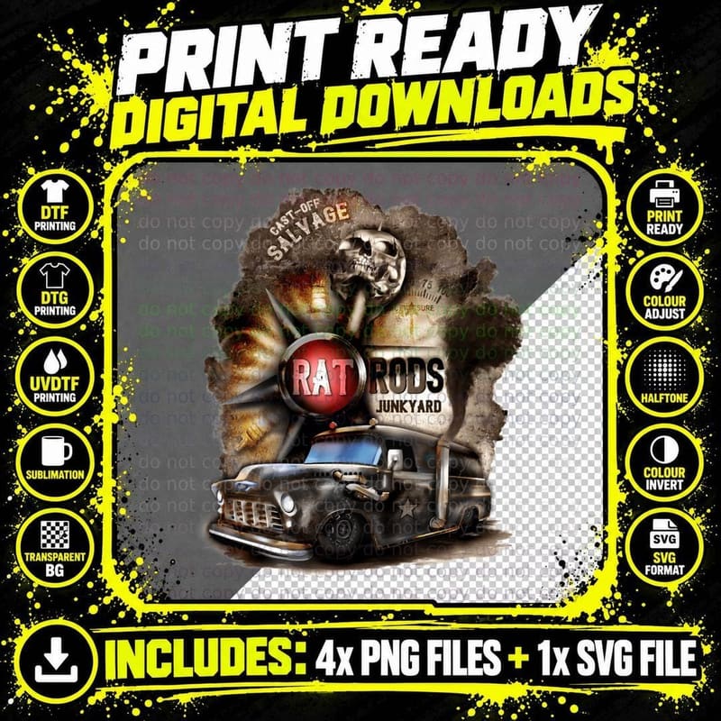 Rat Rod Cast-Off T-Shirt Png SVG Digital Bundle