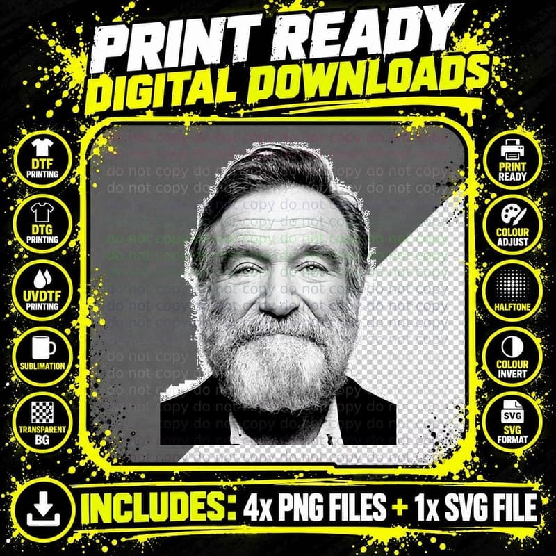 Robin Williams Beard T-Shirt Png SVG Digital Bundle