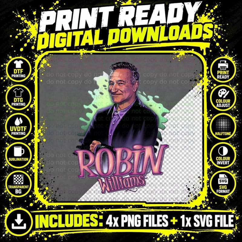 Robin Williams Graphic T-Shirt Png SVG Digital Bundle