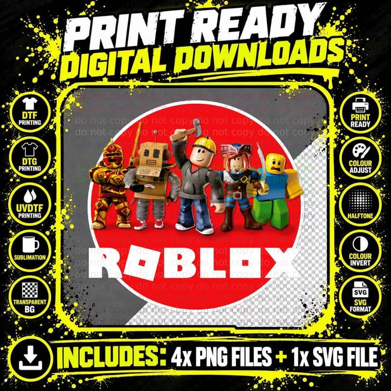 Roblox All Characters, Roblox Logo T-Shirt Png SVG Digital Bundle
