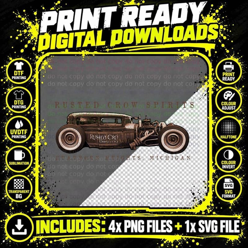 Rusted Crow Rat Rod 1 T-Shirt Png SVG Digital Bundle