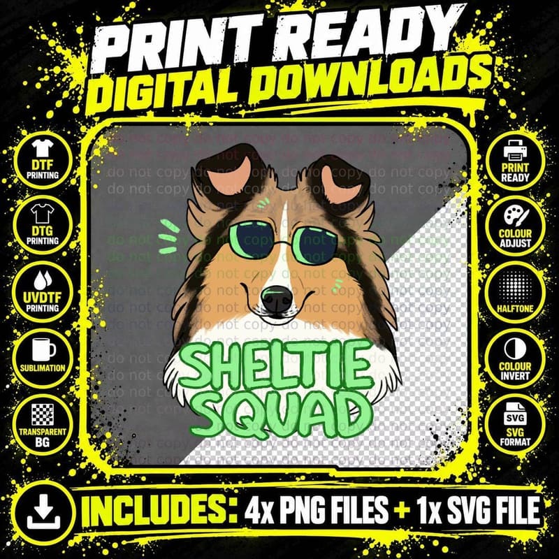 Sheltie SQUAD (Sable) T-Shirt Png SVG Digital Bundle