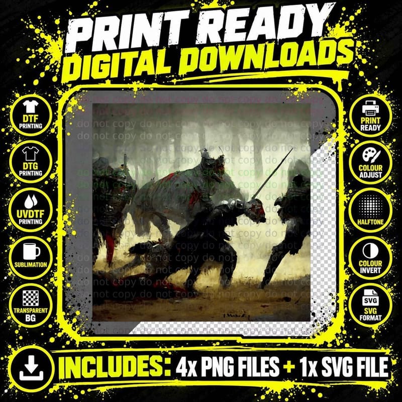 Skinwalker Knight Battle T-Shirt Png SVG Digital Bundle