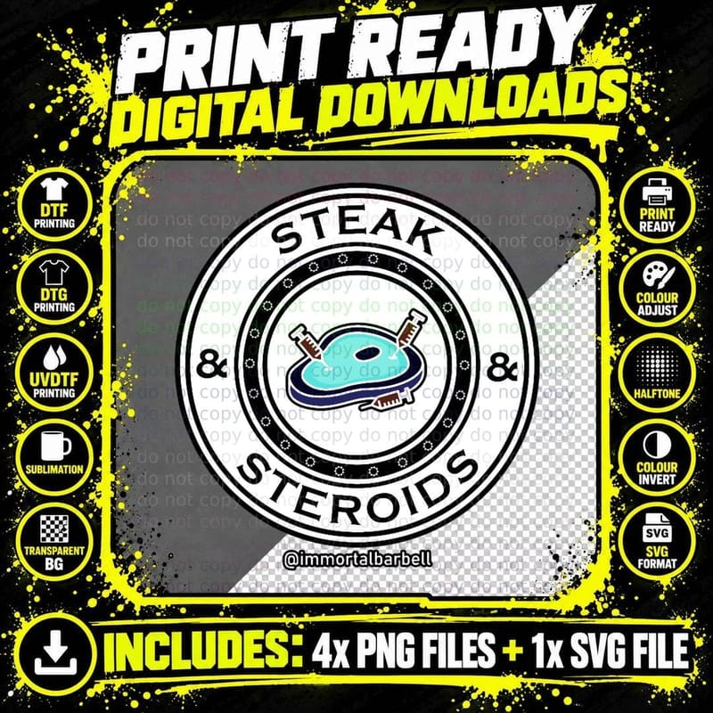 Steak & Steroids T-Shirt Png SVG Digital Bundle