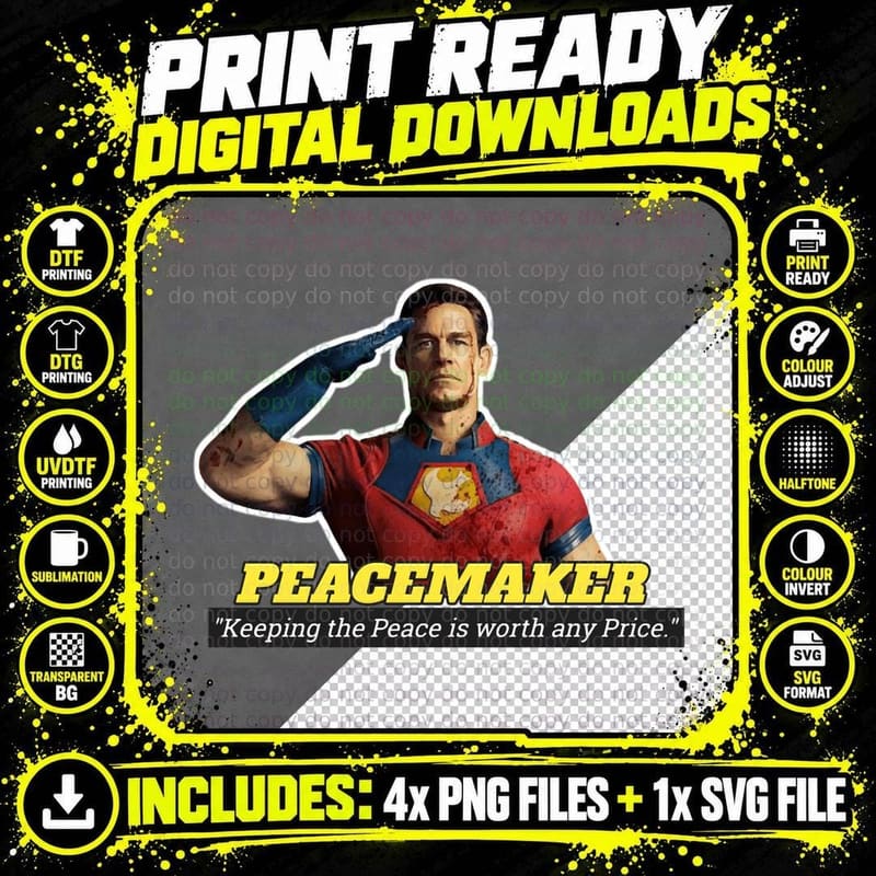 Vigilante Peacemaker Quotes - Peacemaker (John Cena) Png SVG Digital Bundle