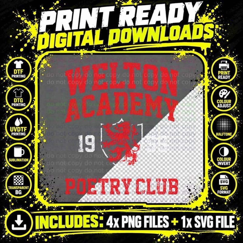 Welton Academy Poetry Club T-Shirt Png SVG Digital Bundle