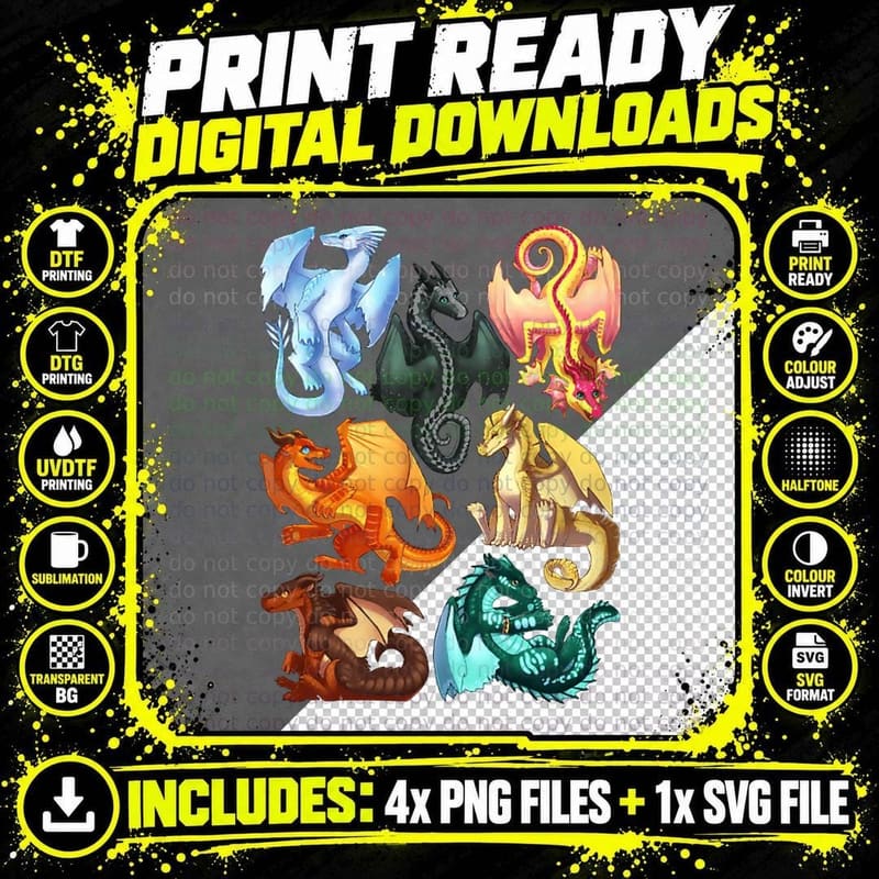 Wings of Fire Jade Winglet Dragons - Moonwatcher, Winter Png SVG Digital Bundle
