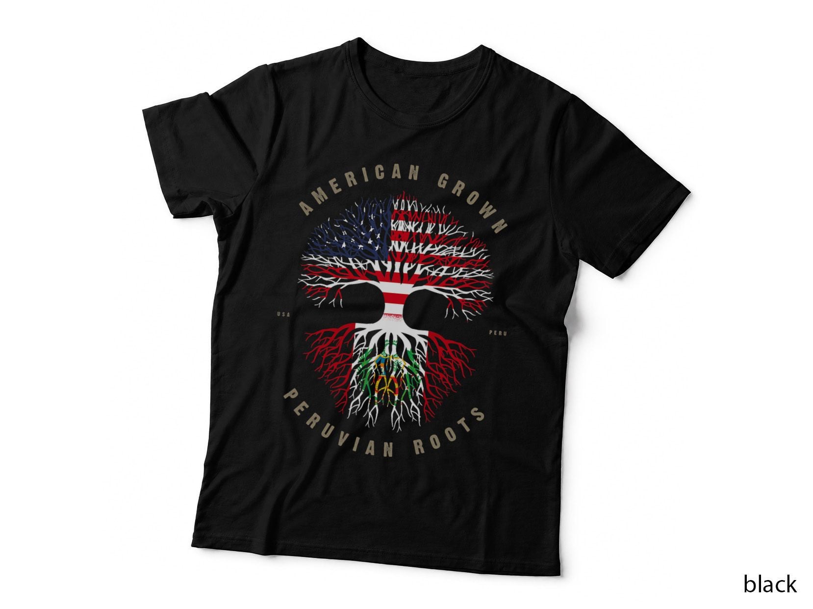 American Grown Peruvian Roots Peru Flag T-Shirt
